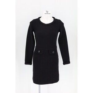 Boden Women Size 2 Black 60's Jacquard Quilted Long Sleeve Shift Dress